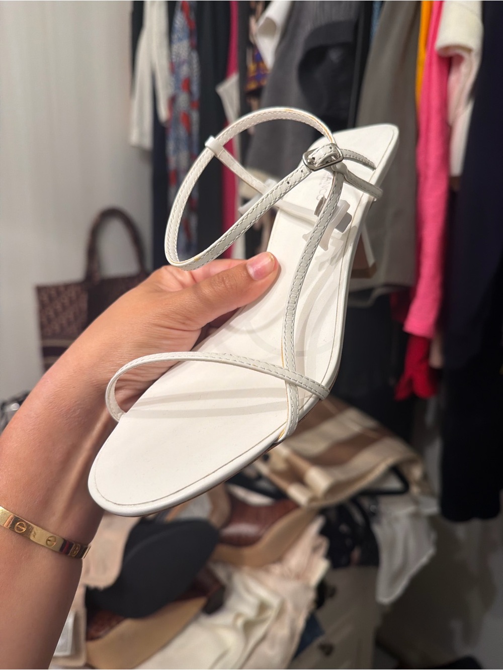 Tony Bianco White Thin-Strap Mid Heel Sandal
